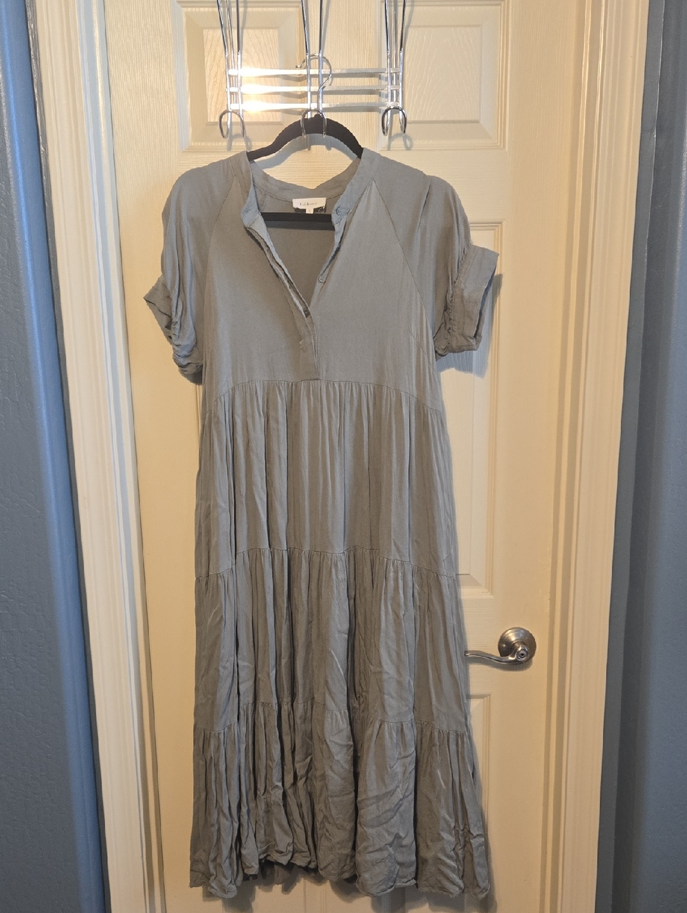 bohme Olive Tiered Maxi Dress
